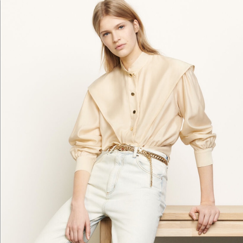 Sandro Short shirt with mandarin collar